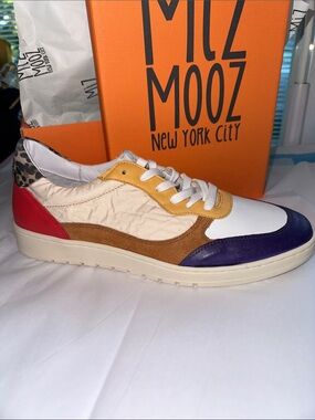 Miz Mooz Veronica Leather Colorblock Sneaker Purple Leopard EU 42 NIB